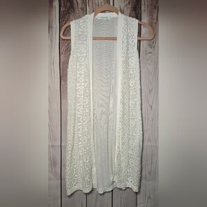 Foxcroft Ivory Lace Cardigan Vest Womens Medium